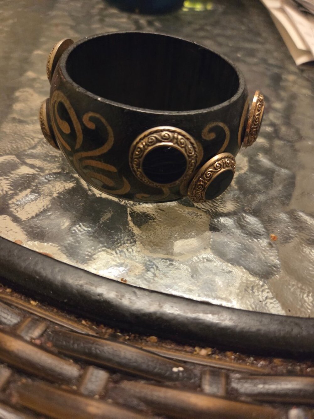 Green wooden bangle  bracelet